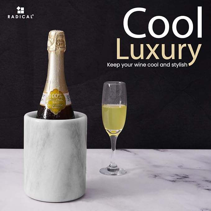 Radicaln Marble Wine Chiller 6.5" Inches White Handmade Insulated Cooler - Image 3