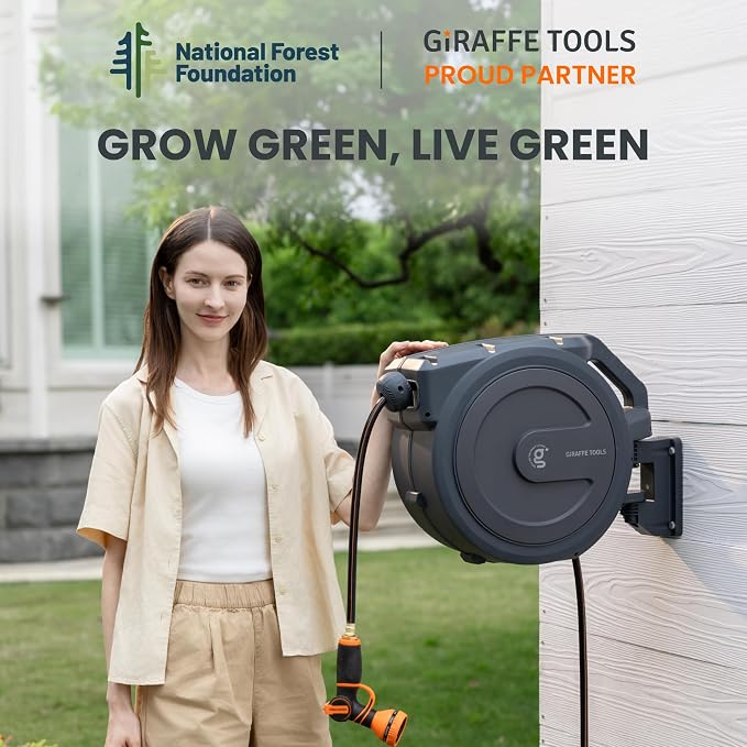 Giraffe Tools PRO Heavy Duty Retractable Garden Hose Reel - 78ft 1/2 Inch Auto - Image 7