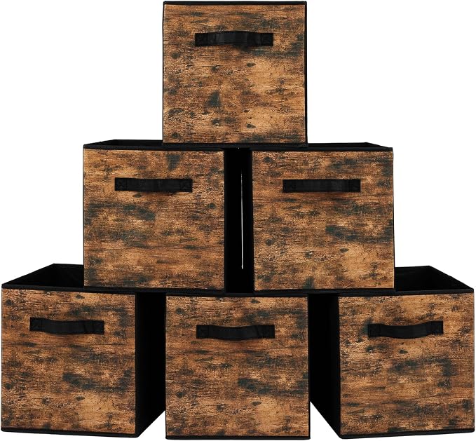 Stero Fabric Storage Cubes, 6 Pack Foldable Storage Bins by Stero