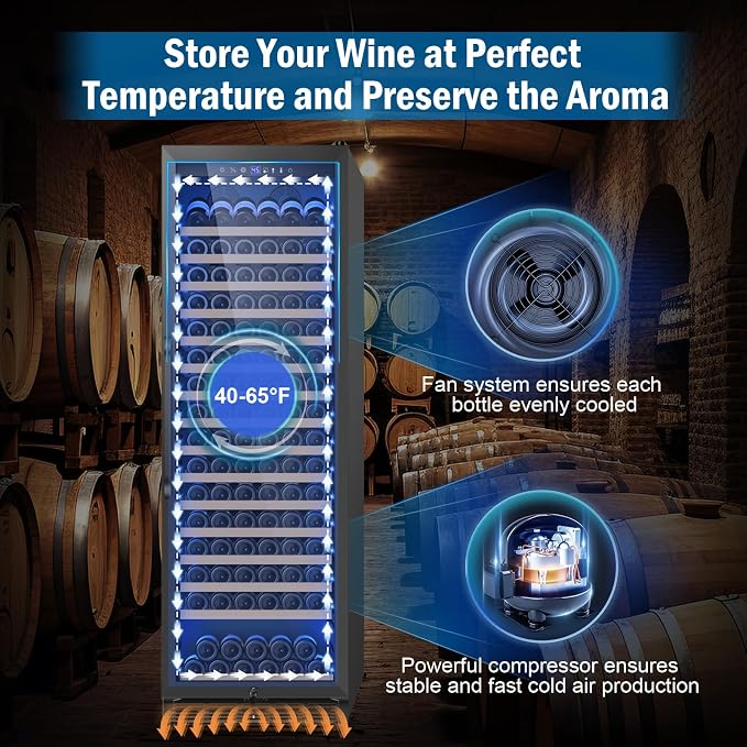 Wine Fridge 24 Inch, 190 Bottles Freestanding or Built-in Wine Cooler - Image 2