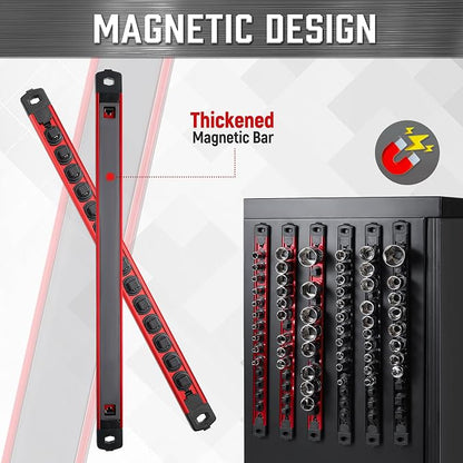 ALOANES 3-Piece Magnetic Tool Organizer, Heavy Duty Aluminum Rails, 360 Swivel - Image 4