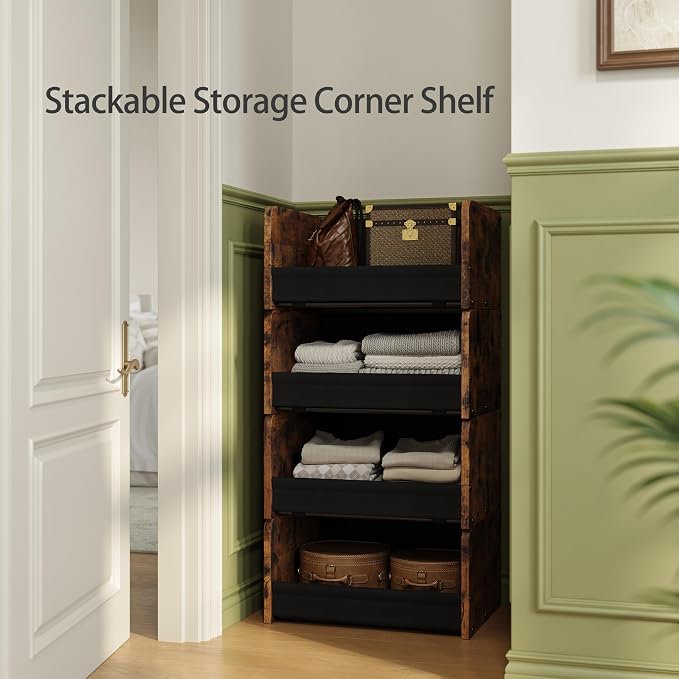FOUCSSOMEI 2-Tier Stackable Closet Organizer and Storage Stackable Shelves – - Image 4
