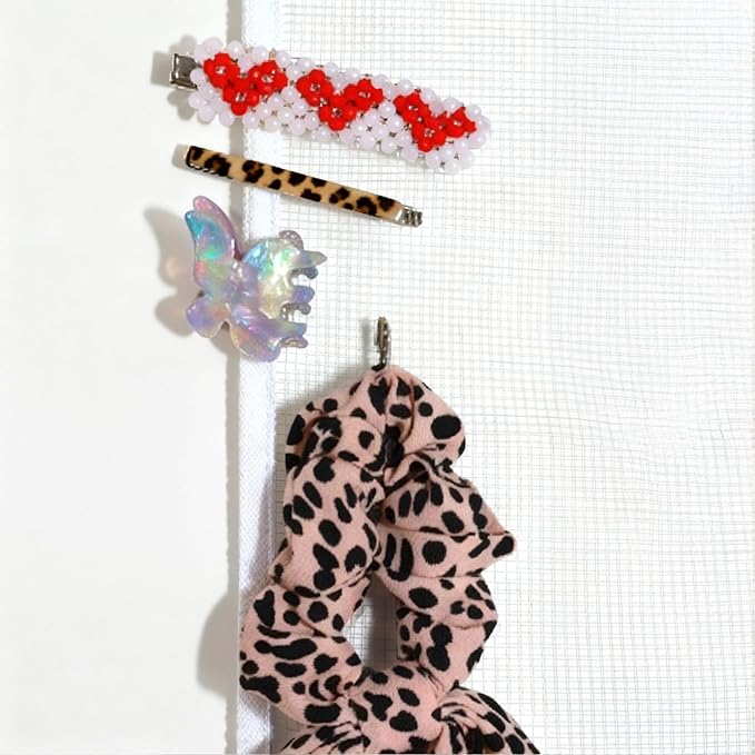 Mesh Earring Organizer with Wooden Rods Hanging Jewelry Display Holder - Image 3