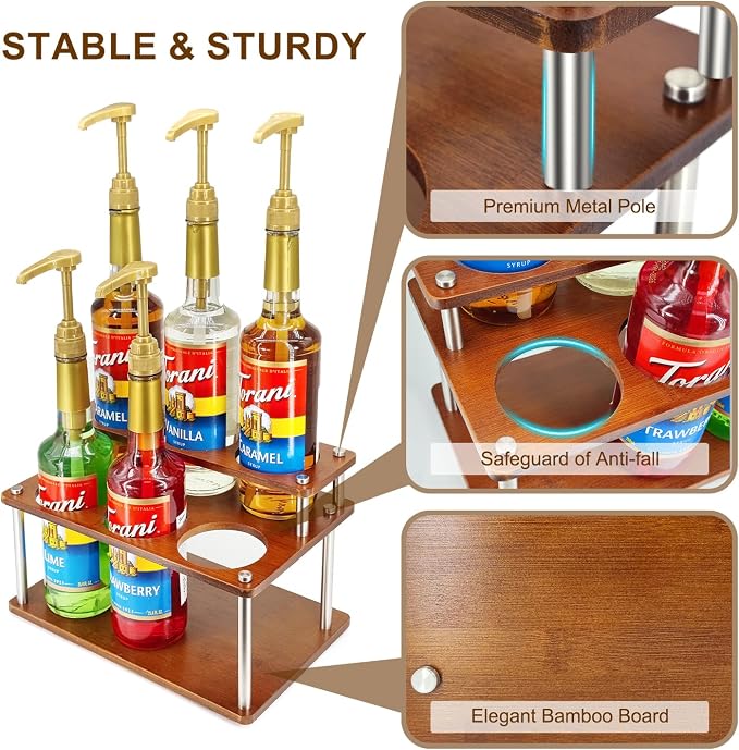 Coffee Syrup Organizer Rack, 2-Tier Coffee Syrup Stand Holder - Image 4