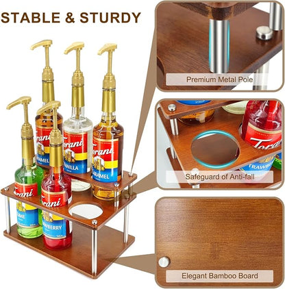 Coffee Syrup Organizer Rack, 2-Tier Coffee Syrup Stand Holder - Image 4