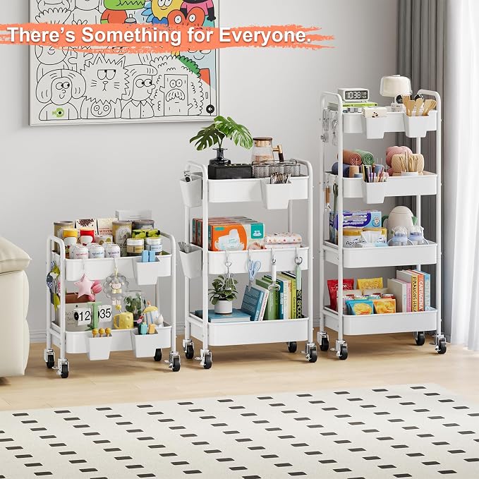 2 Tier Small Rolling Cart Metal - Image 5
