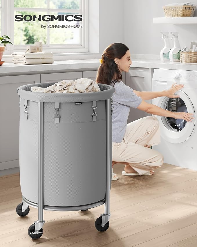 SONGMICS Laundry Basket, Rolling Steel Frame - Image 2