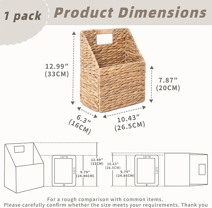GYASVWU Foldable Water Hyacinth Hanging Baskets, Collapsible Wicker Wall Baskets - Image 3