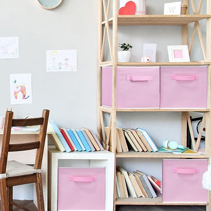 Simple Houseware Foldable Cube Storage Bins, 11-Inch Pink - Image 4