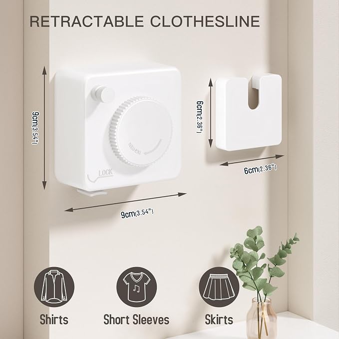 Retractable Clothesline Indoor Outdoor, Clothes Line Retracting Indoor - Image 2