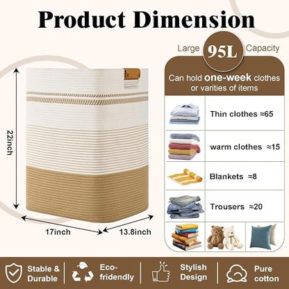 Laundry Hamper, 95L Tall Laundry Basket - Image 3