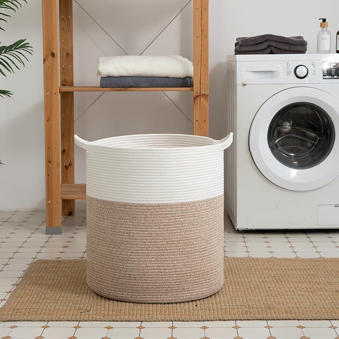 Laundry Basket, 100L Large Laundry Hamper, Tall Woven Rope Storage Basket - Image 6