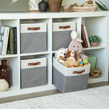 OrganiHaus 11" x 11" x 11" Fabric Cube Storage Bins Set of 4, Foldable - Image 3