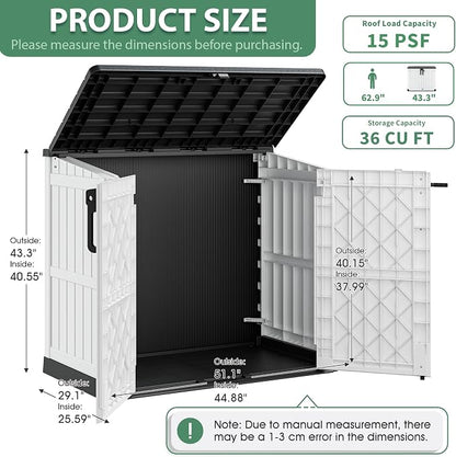 LHBcraft 36 Cu Ft Outdoor Storage Cabinet, Horizontal Resin Storage Shed Box - Image 6