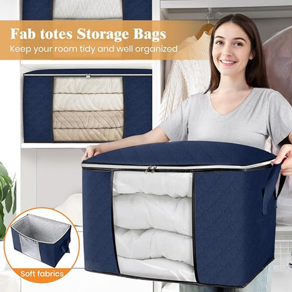 Fab totes 24 Gallons Clothes Storage, Foldable Thick Fabric Blanket Storage Bags - Image 7