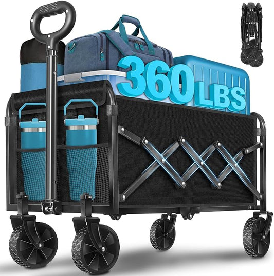 Collapsible Wagon Cart with Wheels Foldable: 360LBS Heavy Duty Folding Utility by Unknown