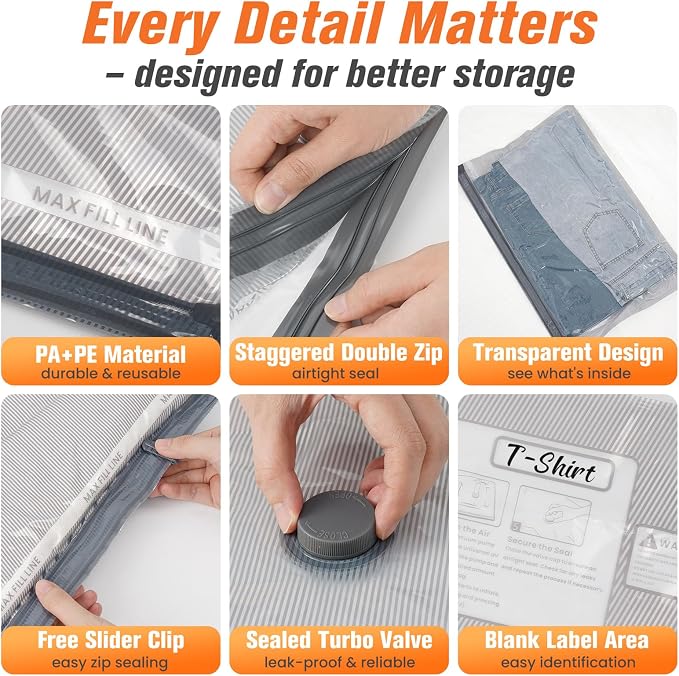 15 Pack Vacuum Storage Bags for Travel - Image 8