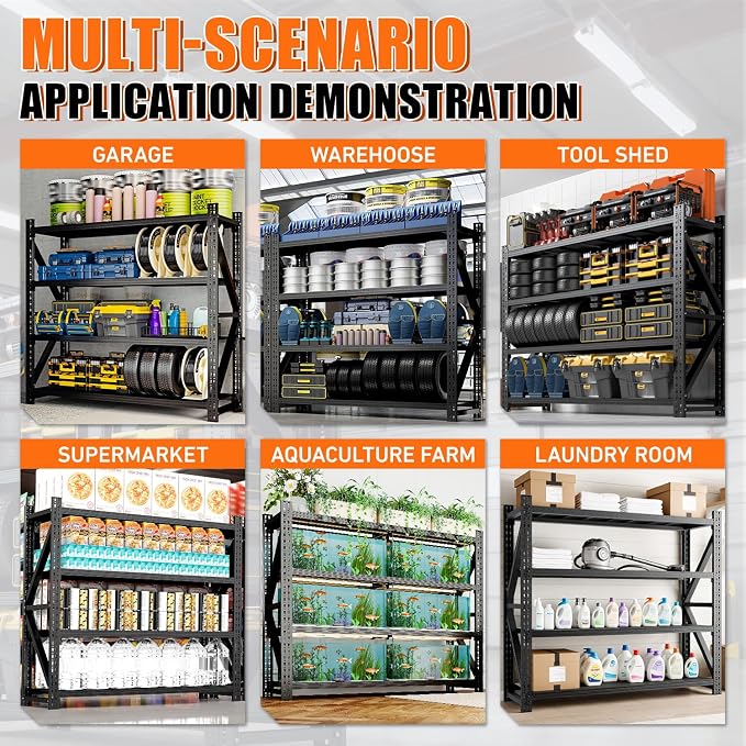 6000LBS 4 Tier Garage Storage Shelves, Heavy Duty Adjustable Storage Rack - Image 4