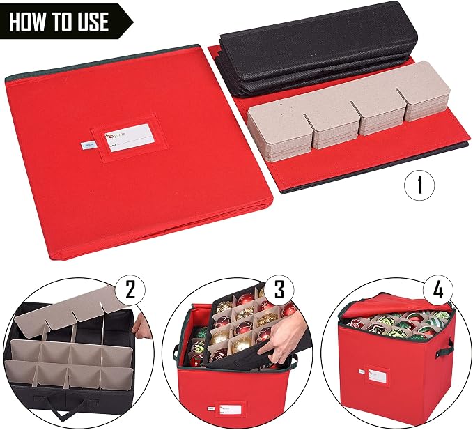 Christmas Ornament Storage Box, 4 Individual Trays Xmas Storage Container - Image 4