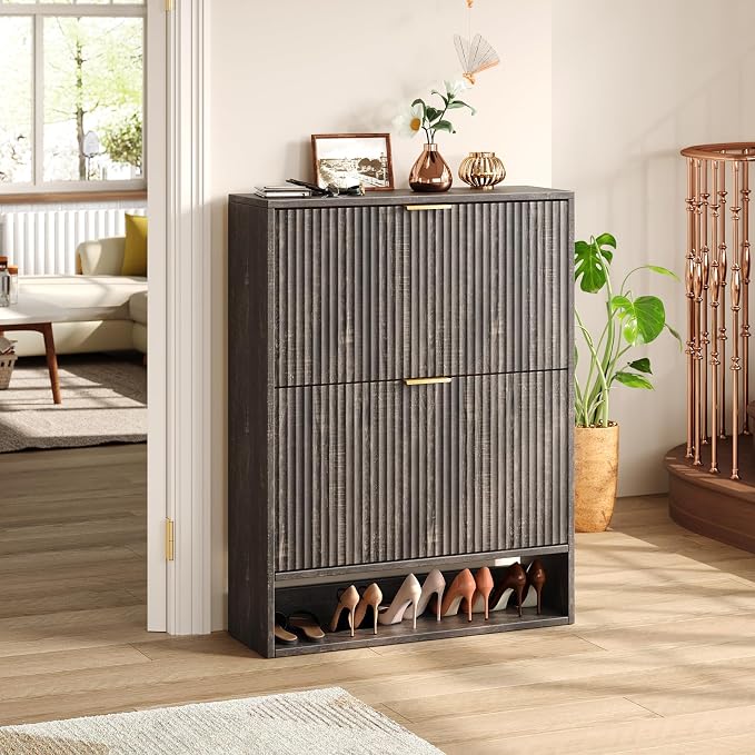 Hootata 31.5''W Black Shoe Storage Cabinet - Image 3