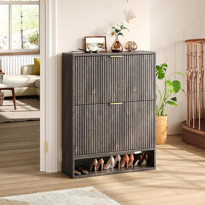 Hootata 31.5''W Black Shoe Storage Cabinet - Image 3