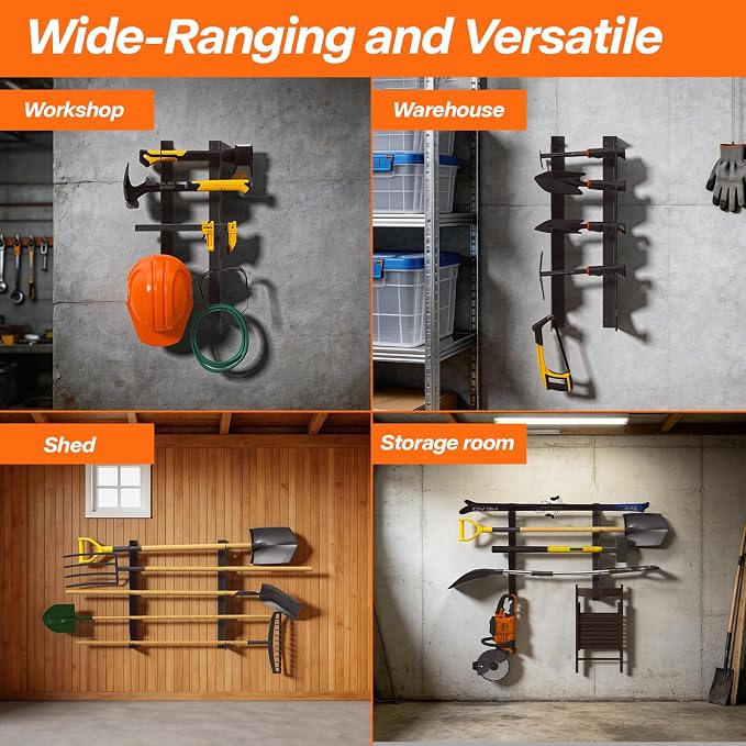 TVKB Garage Tool Organizer Wall Mount, Heavy Duty Shed & Yard Organization Racks - Image 7