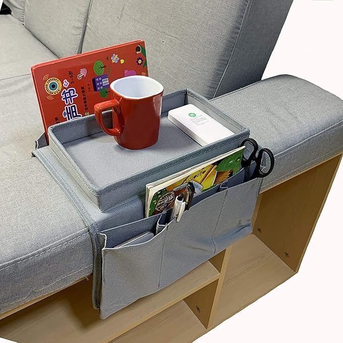 Non-Slip Armchair Caddy with Cup Holder Arm Rest Organizer TV Remote Control - Image 7