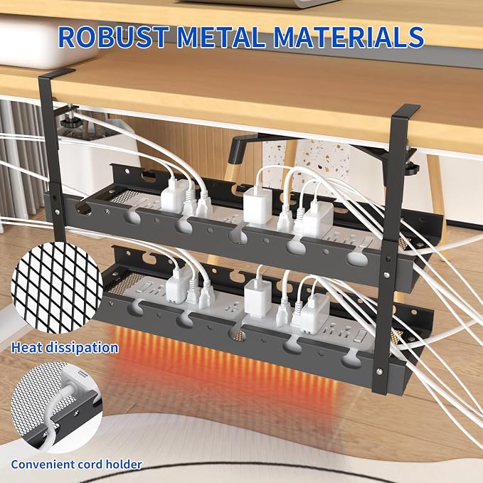 31Inch Extendable Under Desk Cable Management Tray Multi-Model Metal Cable - Image 4