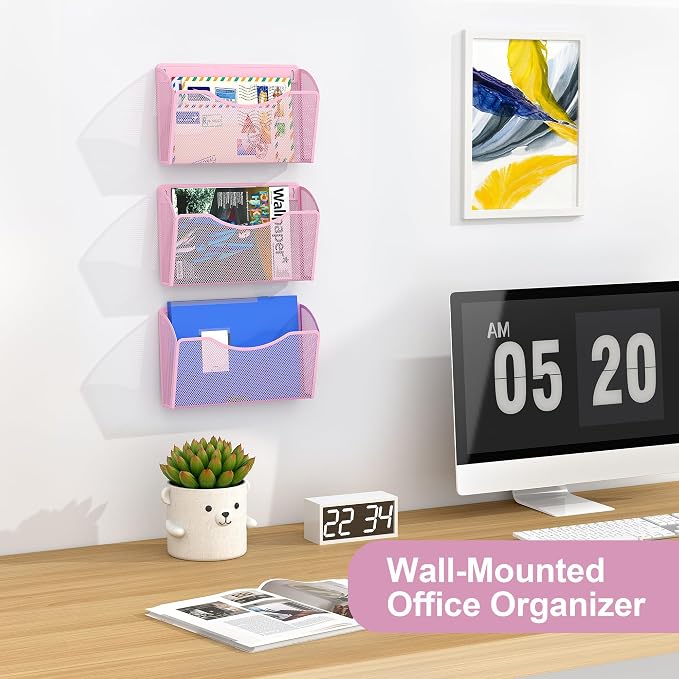 EasyPAG Wall File Organizer, Metal Mesh Hanging File Folder Holder - Image 3