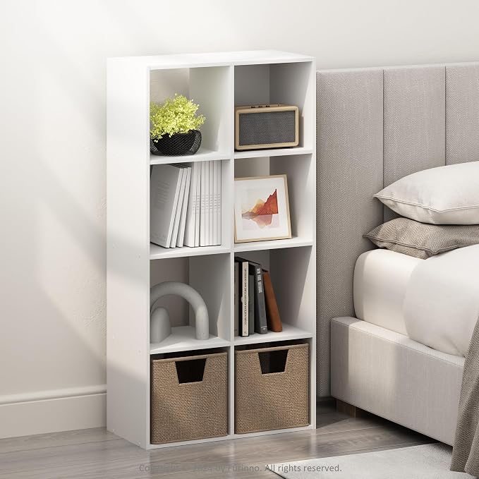 Furinno PELLI Book Shelf, 8-Cube Bookshelf, Horizontal Cube Storage Organizer - Image 2