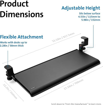 Kensington Clamp-On Keyboard Tray, Under Desk Keyboard Drawer - Image 7