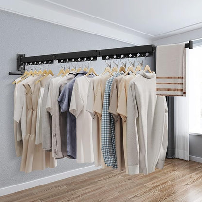 Wall Mounted Clothes Hanger, Aluminum Clothes Drying Rack, Space Saver - Image 7