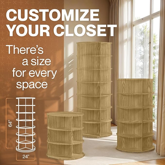 LOFT + IVY 7 Tier Rotating Shoe Rack Tower – 360° Spinning Storage Organizer - Image 7