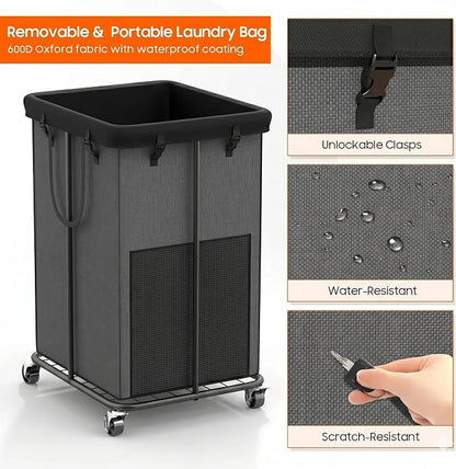 150L Laundry Hamper with Wheels, Rolling Laundry Basket with Metal Frame and - Image 5