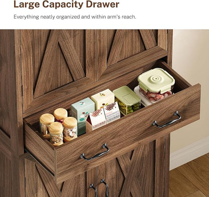 Tall Storage Cabinet with 2 Adjustable Shelves & 1 Large Drawer, Kitchen Pantry - Image 6