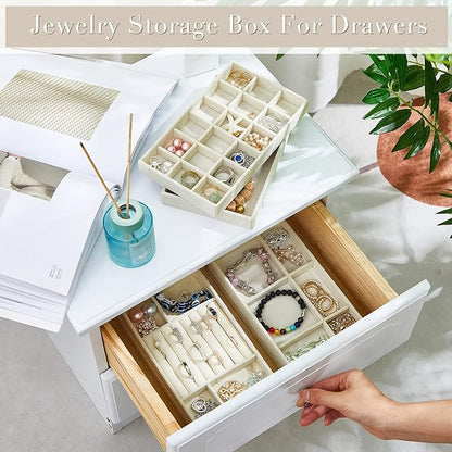 Junkin 18 Pcs Velvet Jewelry Tray, Stackable Jewelry Organizer Trays - Image 5