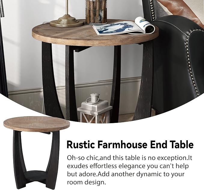 COZAYH Set of 2 Rustic Farmhouse End Tables - Image 4