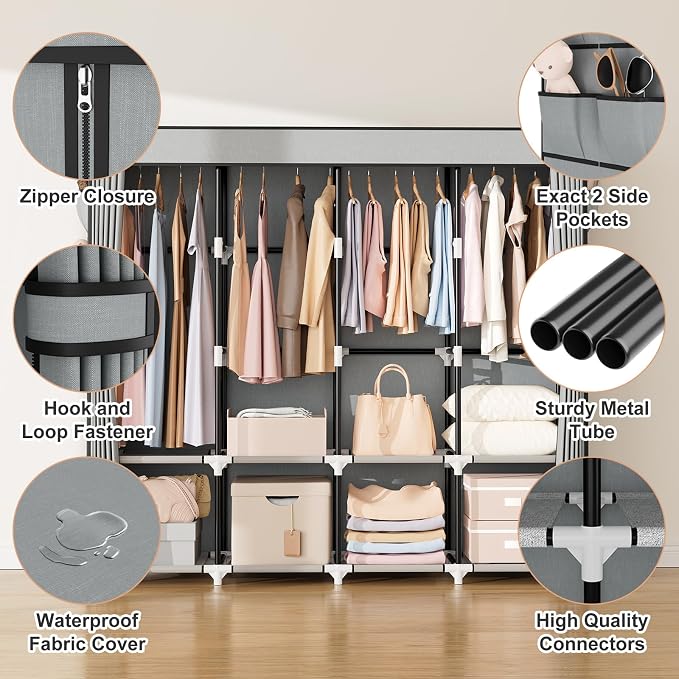 VTRIN Portable Closet for Hanging Clothes 67 Inch Wide Large Capacity Portable - Image 4