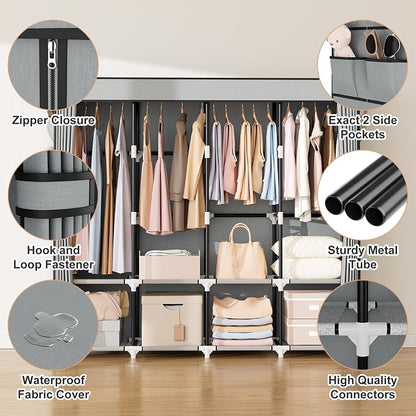 VTRIN Portable Closet for Hanging Clothes 67 Inch Wide Large Capacity Portable - Image 4