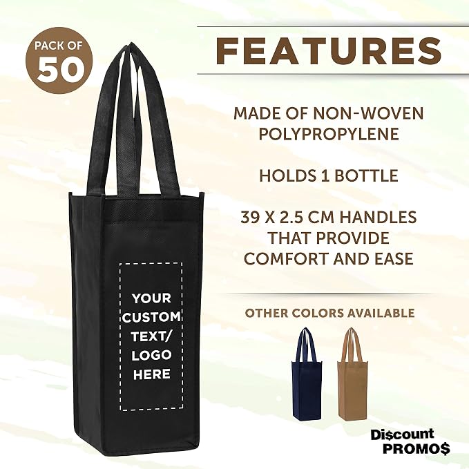 DISCOUNT PROMOS Non-Woven Vineyard Two Bottle Wine Bags - Image 2