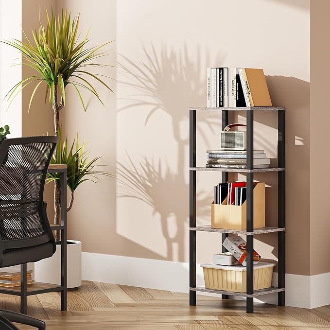 TUTOTAK Bookshelf, 4-Tier Small Narrow Book Shelf by ChoosetutotakFurnitureBuildYourCozyHome