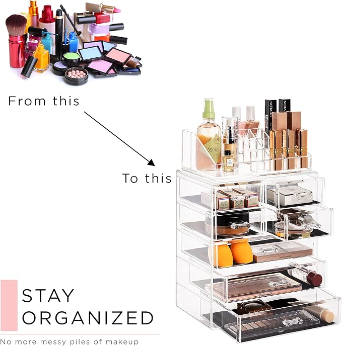 Sorbus Acrylic Makeup Organizer Set, 7-Drawer Vanity & Countertop Cosmetic - Image 8