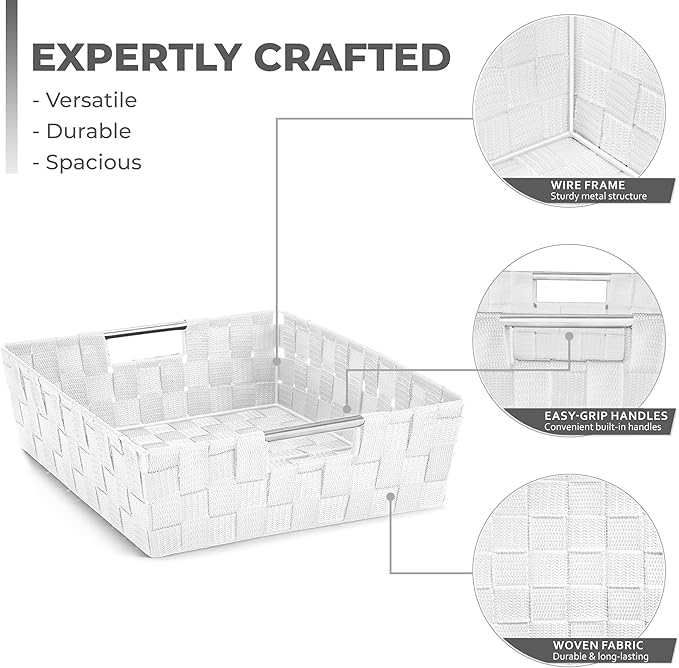 Sorbus Set of 9 Woven Storage Baskets – Mesh Hand-Woven Baskets - Image 2