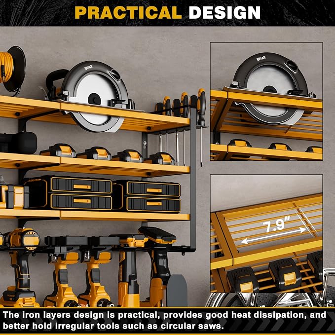 48" Large Power Tools Organizer Wall Mount, 12 Drill Holder - Image 5