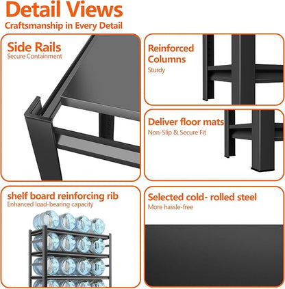 Storage Shelves, Garage Metal Shelving Unit, Adjustable, Double-Layer Column - Image 3