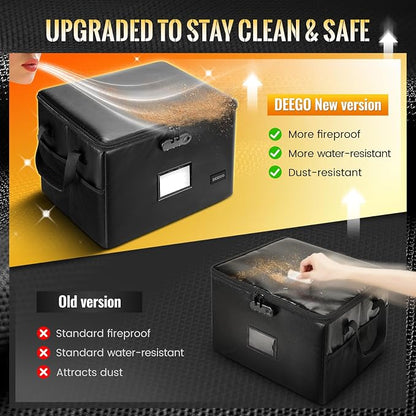 DEEGO Fireproof Document Box, Water-Resistant File Organizer Box - Image 4