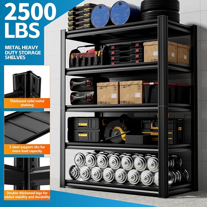 5-Tier Garage Storage Rack 35”D X 17.7”W X 72”H 2500LBS Capacity Industrial - Image 4