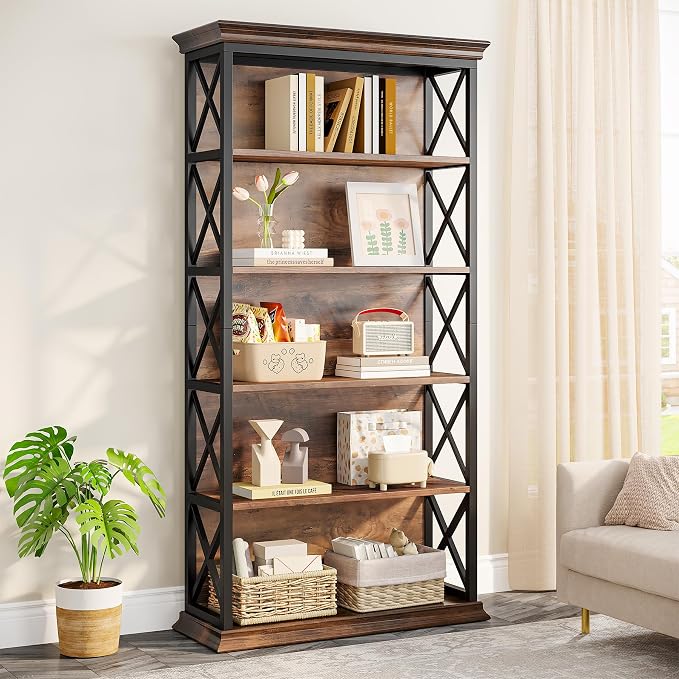 Tribesigns 6-Tier Bookcase, 71 Inches Industrial Bookshelves and Bookcase | - Image 5