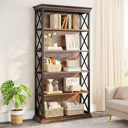 Tribesigns 6-Tier Bookcase, 71 Inches Industrial Bookshelves and Bookcase | - Image 5