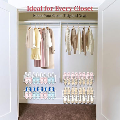 4 Pack Wall Mounted Shoe Rack for Narrow Spaces, Hanging Shoe Rack Holds 32 - Image 2